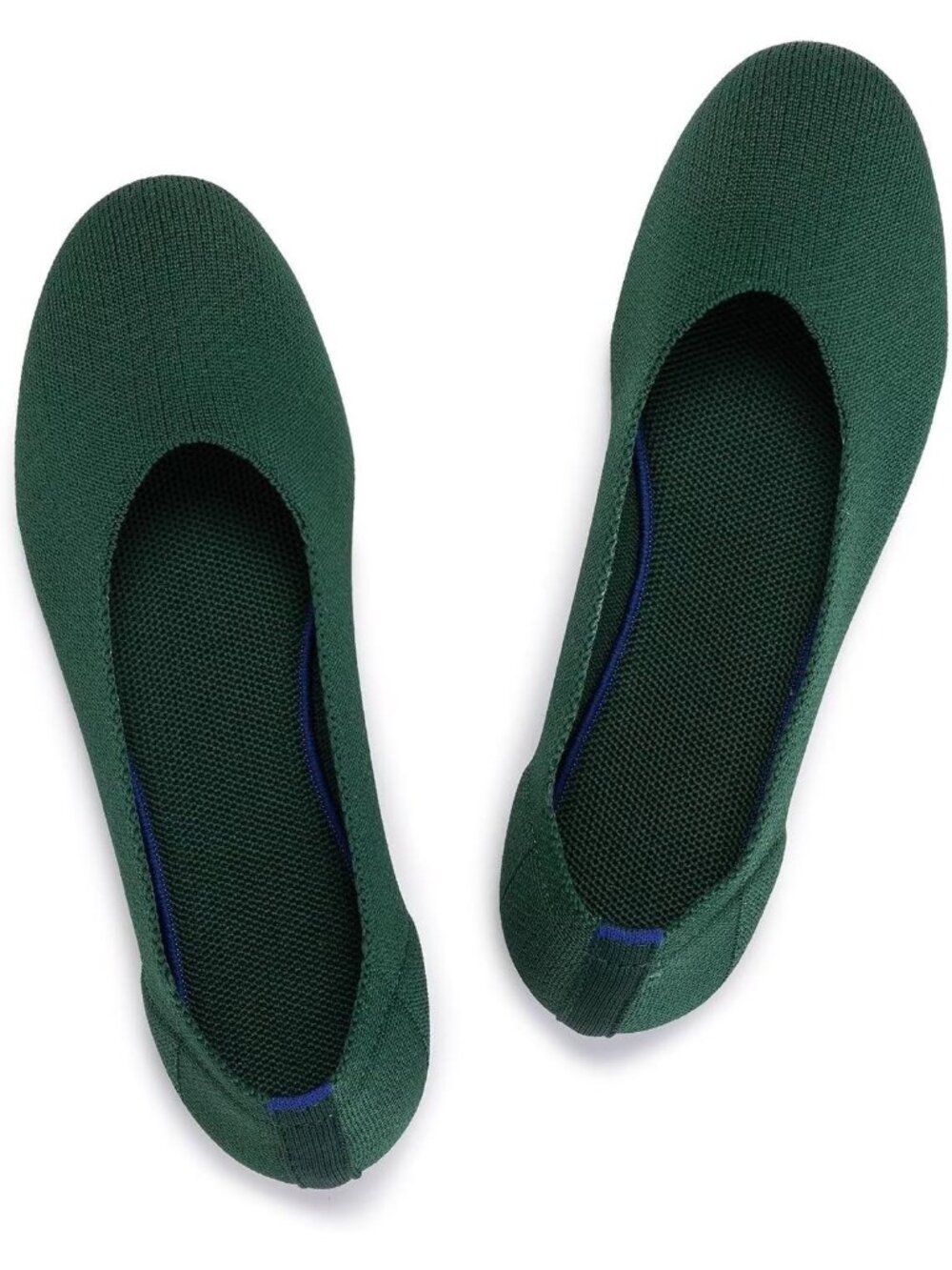 Womens Green Knit Ballet Flat Shoes Knit Shoes Round Toe Slip On Ballerina Flats